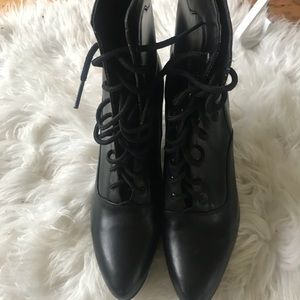 Oak Tree Farm Black “Eleanor” lace up booties